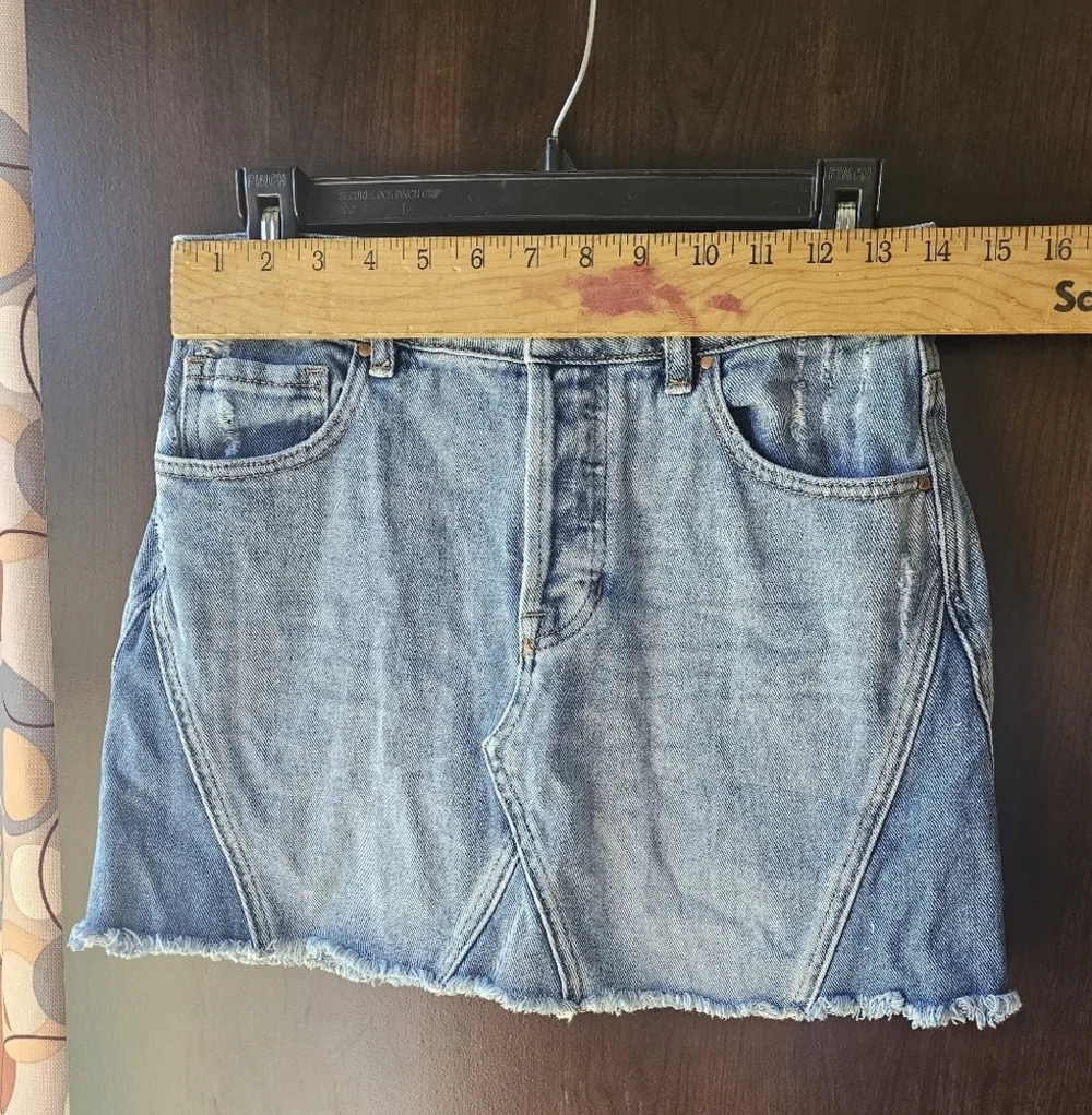 PacSun Light Blue Distressed Denim Mini Skirt